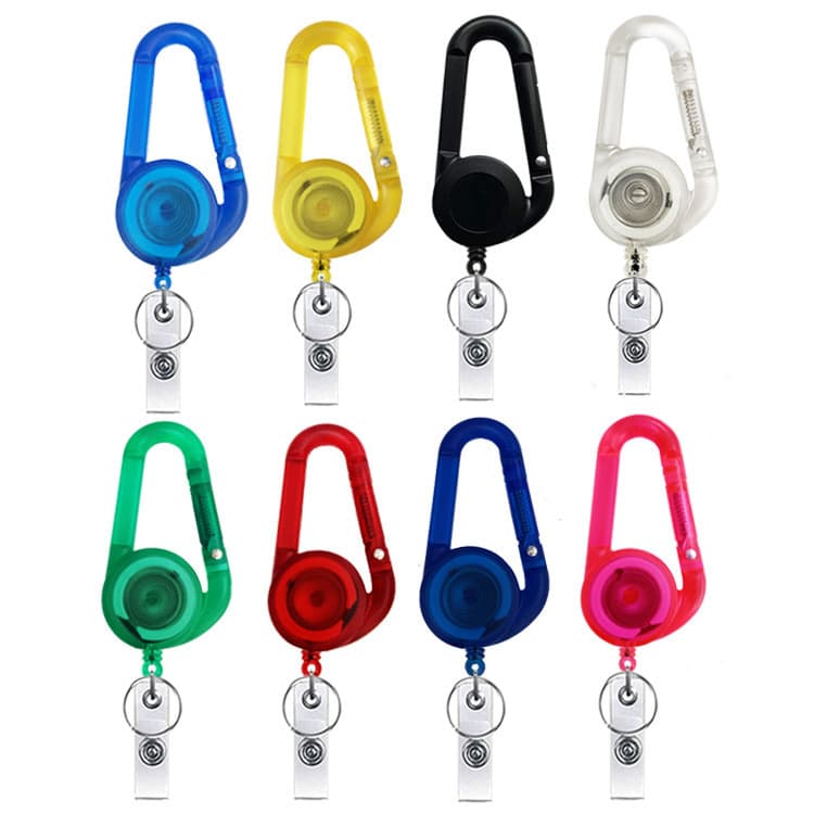 [Estoque pronto] Mosquetão colorido transparente cor sólida retrátil fácil puxar fivela plástico ABS fácil puxar chaveir
