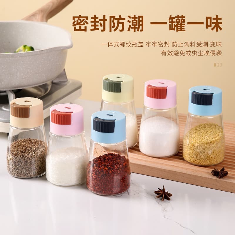 Saleiro quantitativo PET transparente tempero jar cozinha doméstico conjunto completo combinação saleiro selado à prova