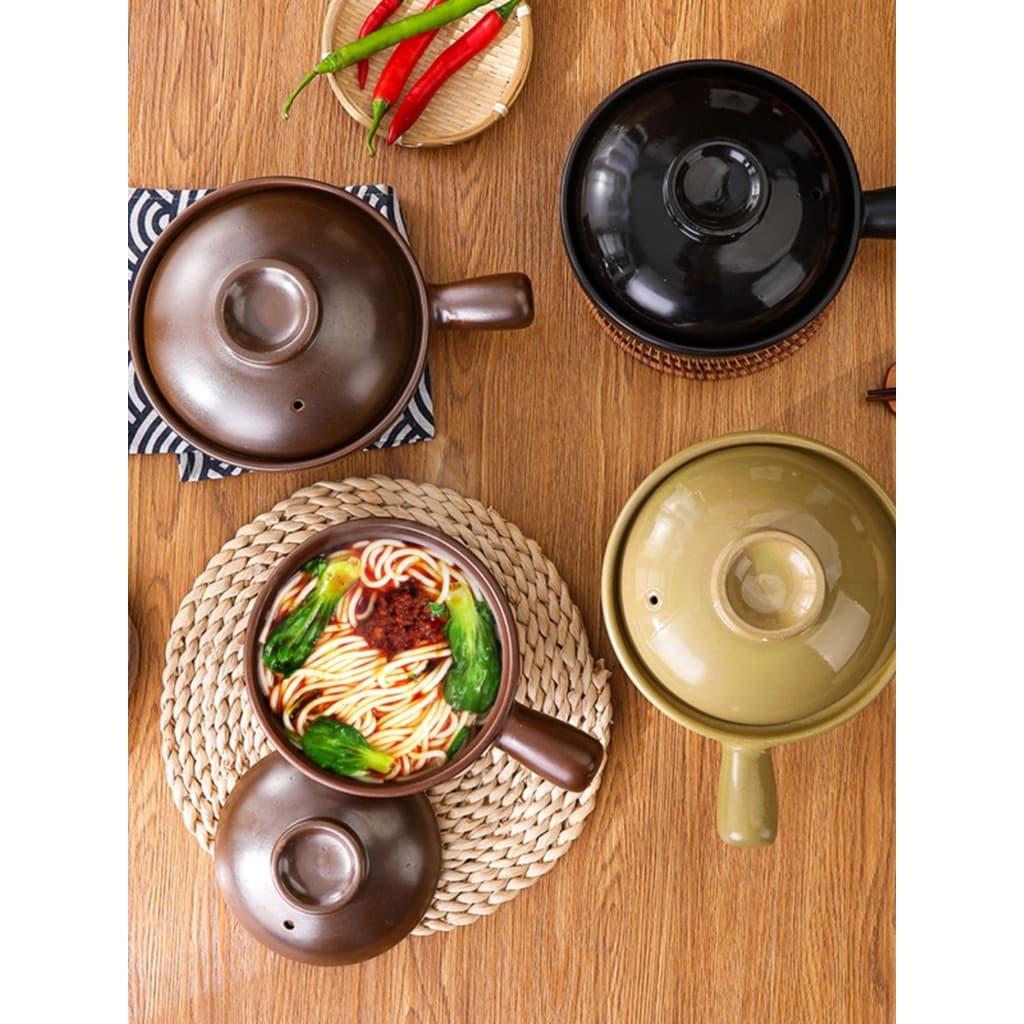 Claypot Arroz Resistente a Altas Temperaturas Queima Seca Não Rachadura Arroz Caçarola Pequena com Alça Macarrão de Arro
