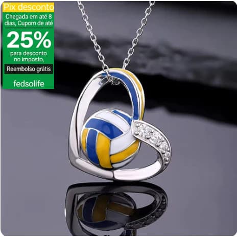 Fedsolife colar em forma de coração voleibol diamante europeu americano moda esportivos pinge