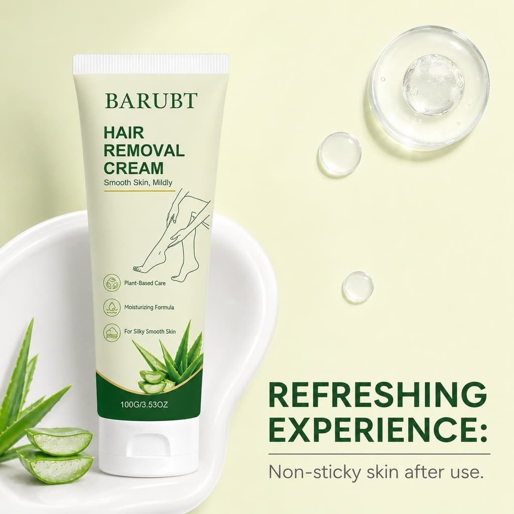 [Estoque pronto] Creme de remoção de pelos Essência de Aloe Vera Limpeza suave Axilas Braço Perna Pele Refrescante Suave