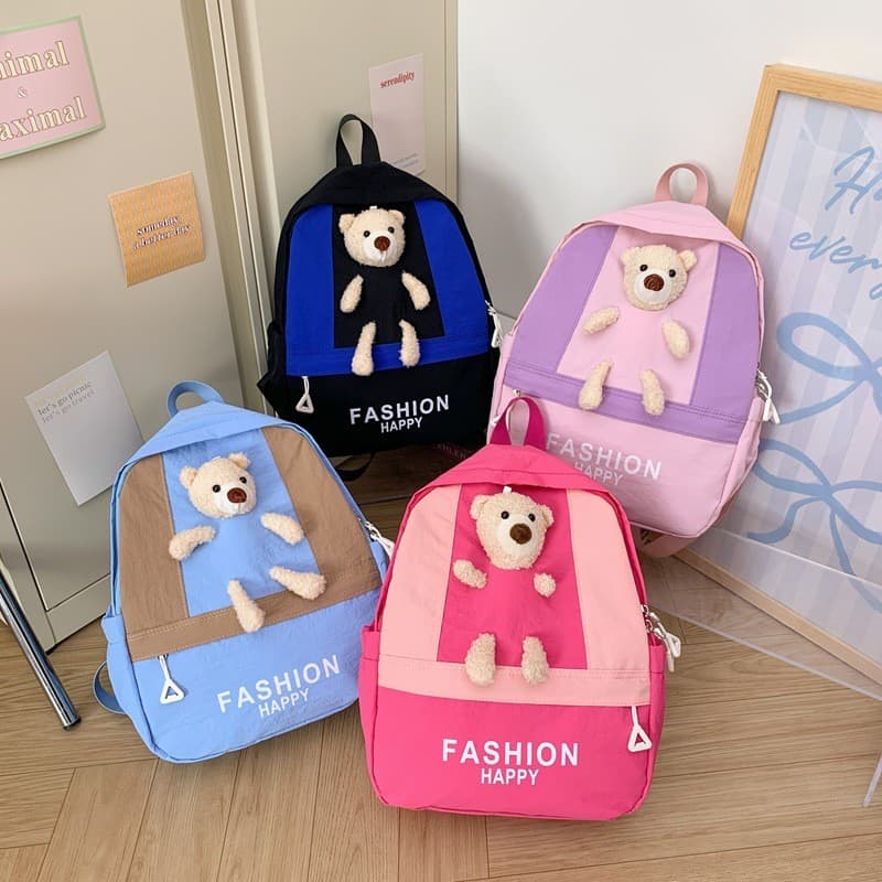 Nova mochila de urso fofa, divertida e infantil, adequada para meninos e meninas do jardim de infância, bolsa de viagem