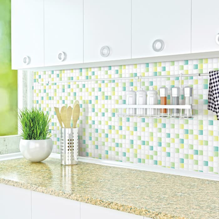 Mosaico papel de parede auto-adesivo papel de parede cozinha remodelação adesivos banheiro à prova dwaterproof água telh