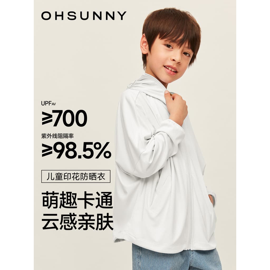 Ohsunny roupas protetoras solares infantis femininas primavera verão ao ar livre à prova de ultravioleta desenho animado