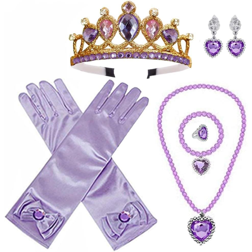 Acessórios de Fantasia para Meninas, Acessórios de Vestido de Princesa Rapunzel para Meninas, Coroa, Colar, Pulseira, Lu