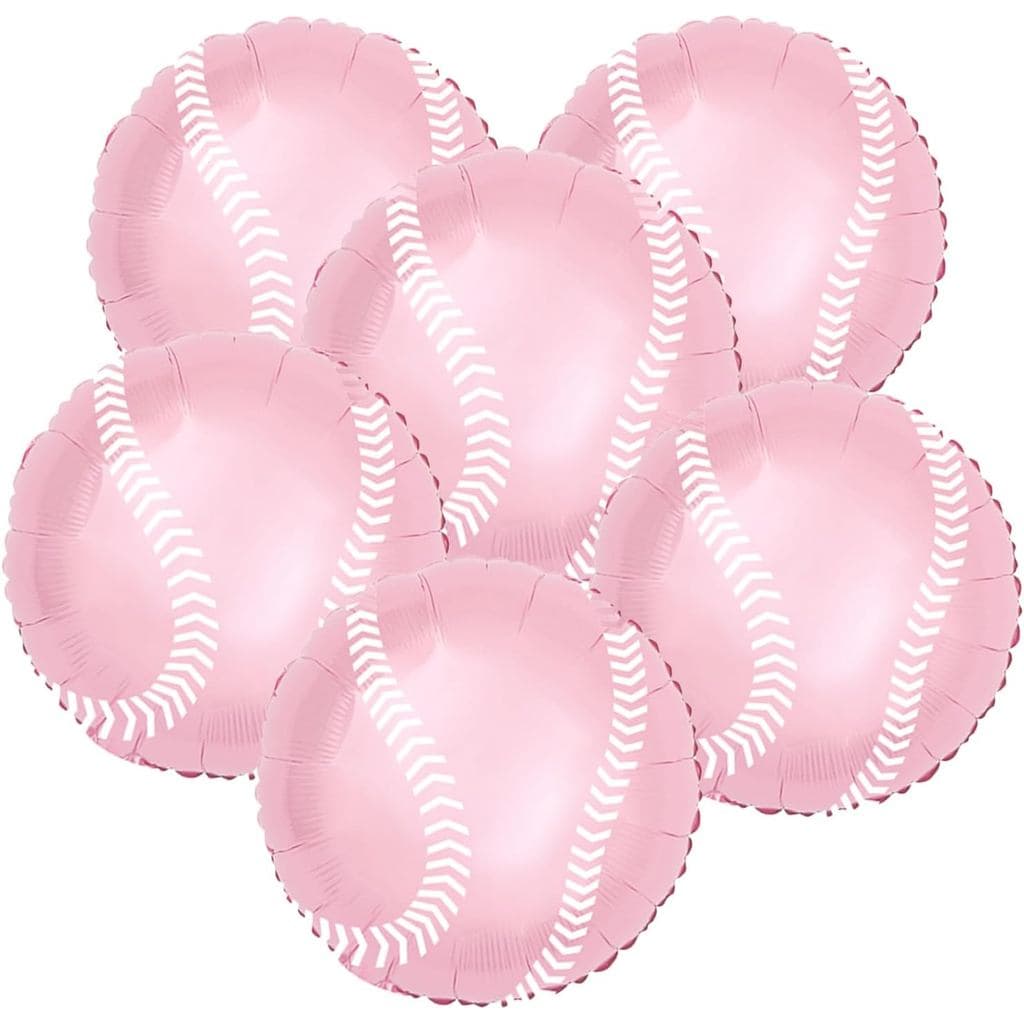 Pacote com 6 Balões de Beisebol Rosa – Perfeitos para Festas de Aniversário com Tema Esportivo, Decorações de Aniversári