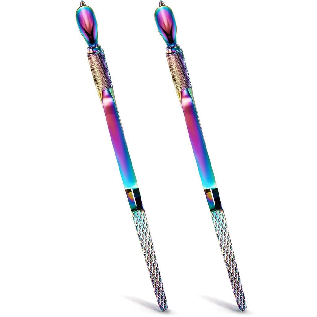 Blulu 2 Peças Ferramenta para Manicure, Empurrador de Cutículas, Pinça de Aço Inoxidável para Modelagem de Unhas, Pinça