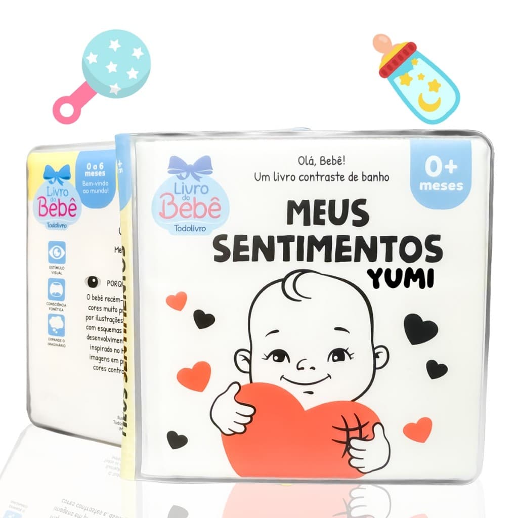 Livro Educativo De Banho Para Bebês | Meus Sentimentos  - Com Contraste E Impermeável Hora Do Banho