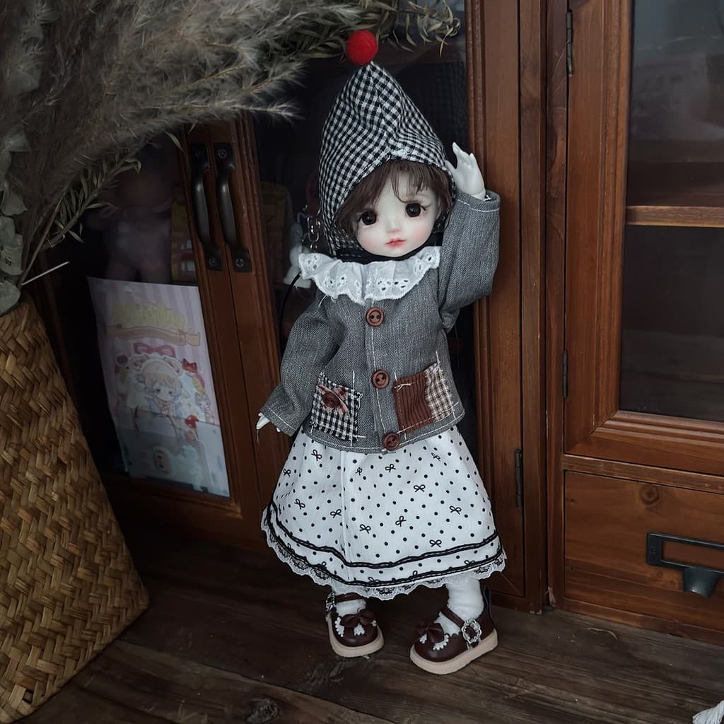 [Estoque pronto] 30cm 6 pontos bjd boneca roupas de bebê terno Casual meninas crianças brinquedos vestir-se moda fluxo t