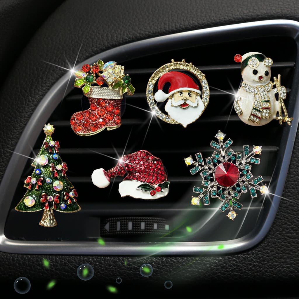 ENVIO RÁPIDO: Difusor de Aromaterapia para Carro com Clipe de Saída de Ar, em Forma de Floco de Neve e Árvore, com Crist