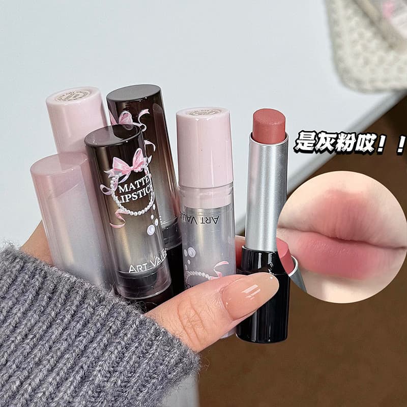 Valor de arte pérola macio fosco batom cor sedosa renderização luz rosto lábio marrom branco feminino brilho labial bele