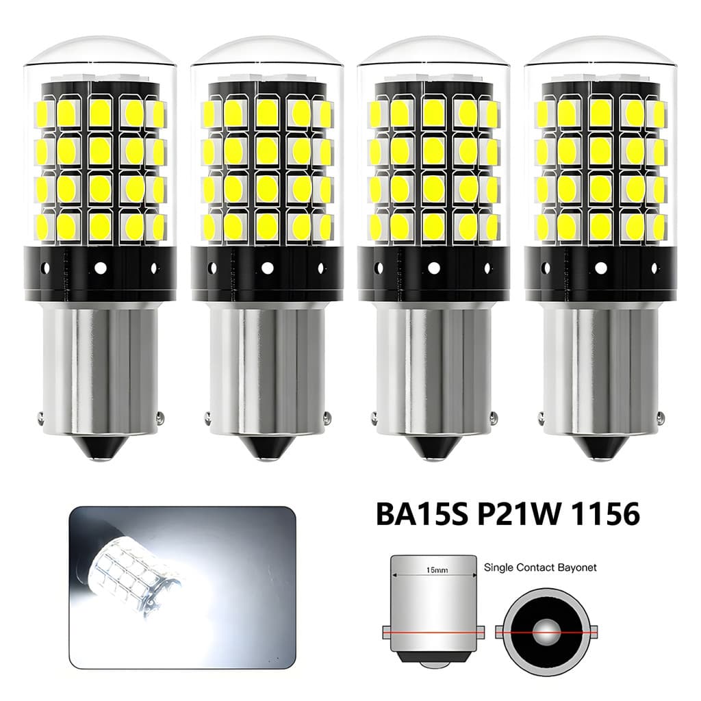 2 Pçs 1156 BA15S P21W PY21W 5W Lâmpadas LED 12V Cauda Do Carro Luzes De Sinal Volta 3030 54SMD Lâmpada Reversa Freio Mai