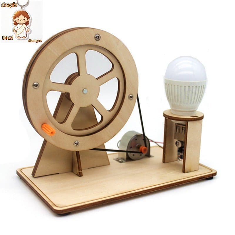 Kit De Madeira Educacional Gerador De Manivela/Lâmpada/Quebra-Cabeça Científica Física Experimentos