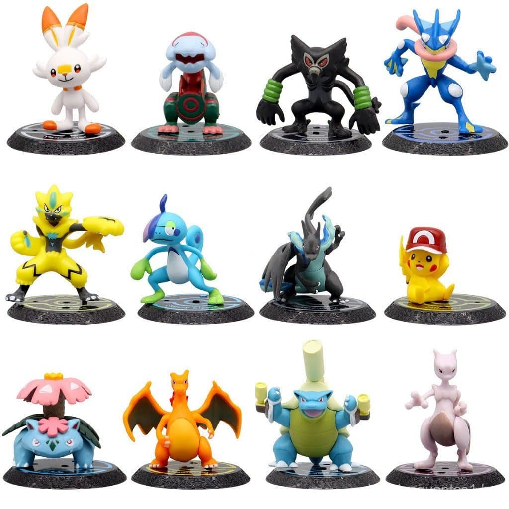 6 Pçs/Set Novo Anime Pikachu Charizard Mewtwo Zeraora Scorbunny Greninja Dracovish Drizzile Zarude Q Versão PVC Figuras