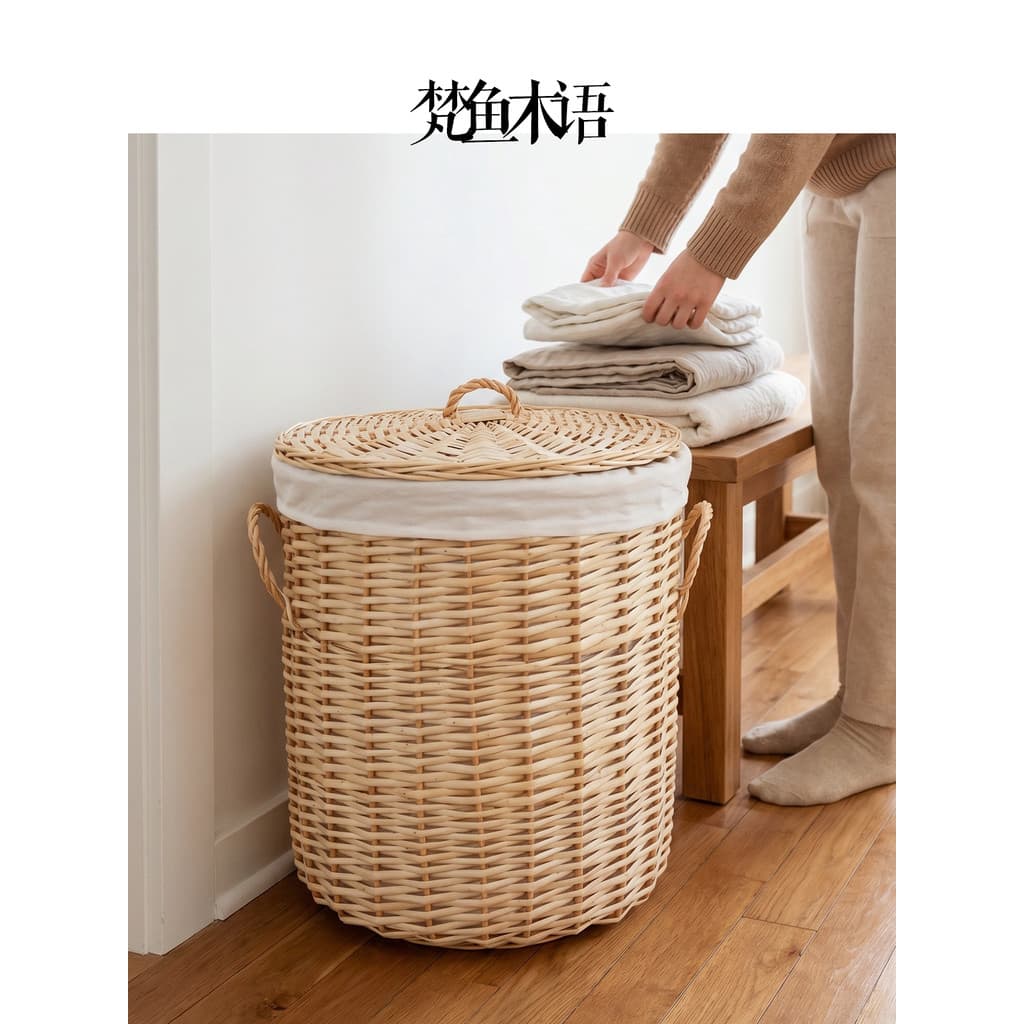 Cesta de armazenamento de roupas sujas de vime Cesta de tecido Cesto de roupas sujas Cesto de roupas sujas Doméstico com