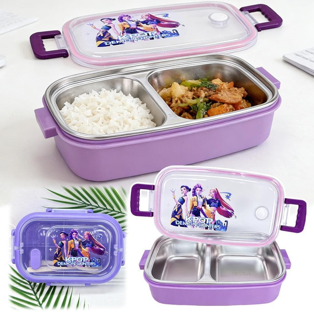 Hunter Girl Group Plástico Cartoon Compartimento Lancheira Com Alça Salada De Grande Capacidade Bento Q0