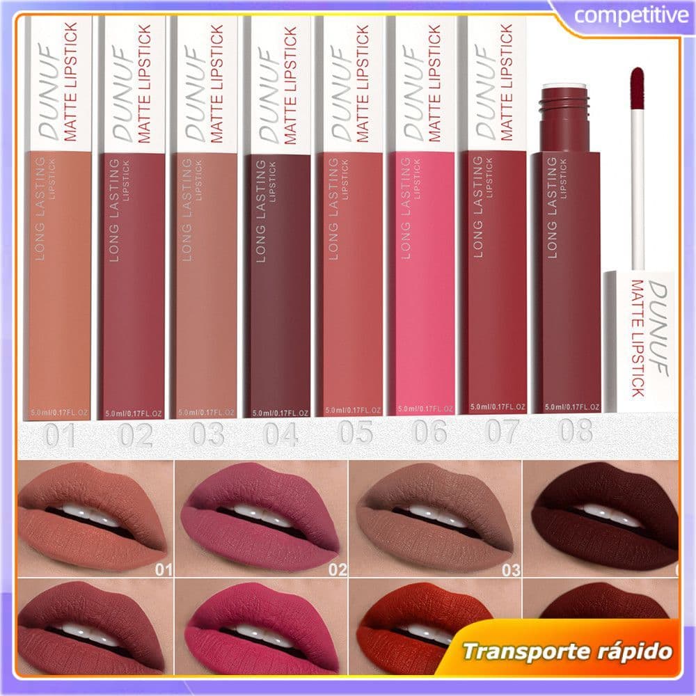 Batom Matte Velvet DUNUF, Batom Matte Antiaderente, Gloss Labial, Gloss Labial Aveludado, Clareador Labial, Batom