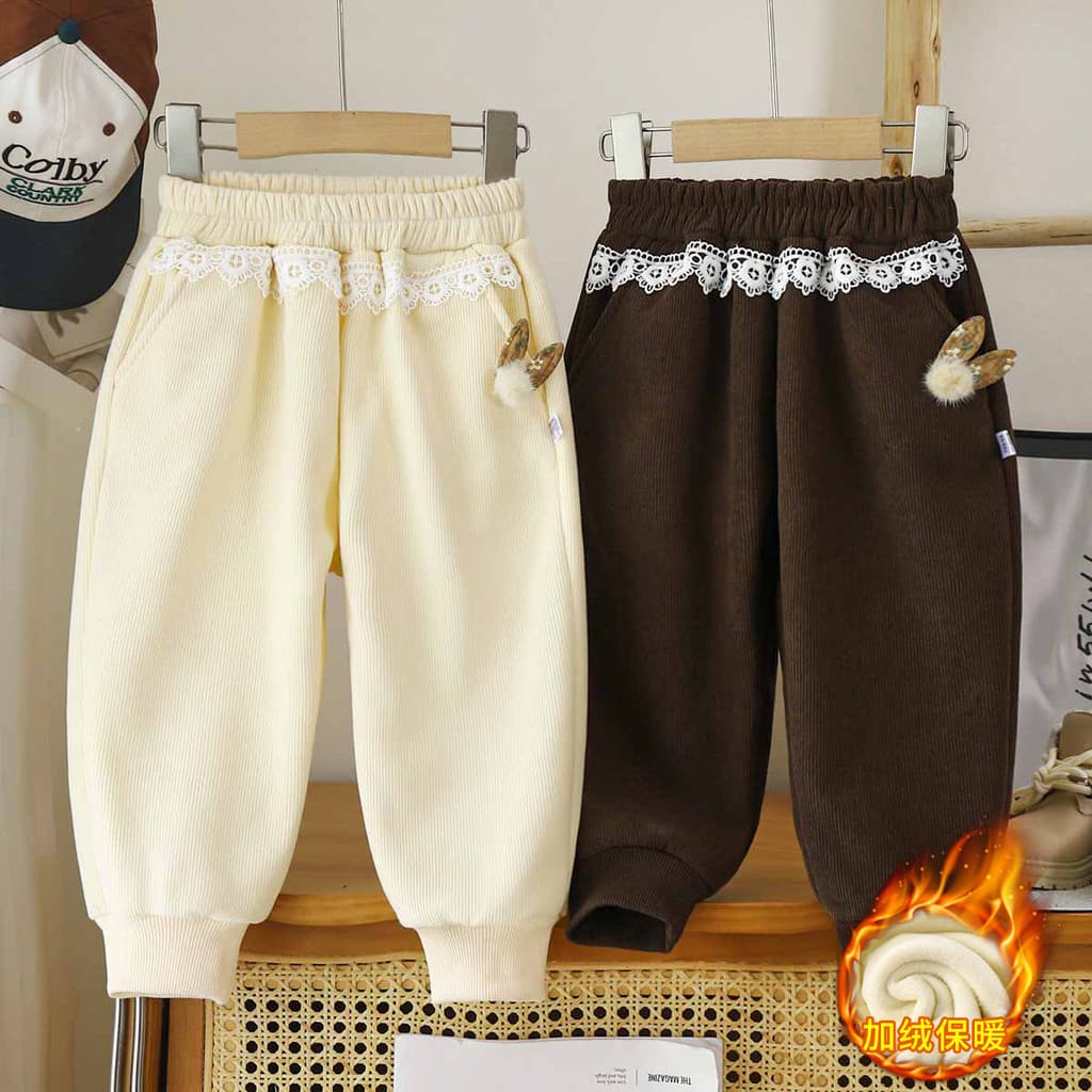Crianças calças outono novo estilo meninas velo Extra grosso bebê quente inverno meninas calças de veludo
