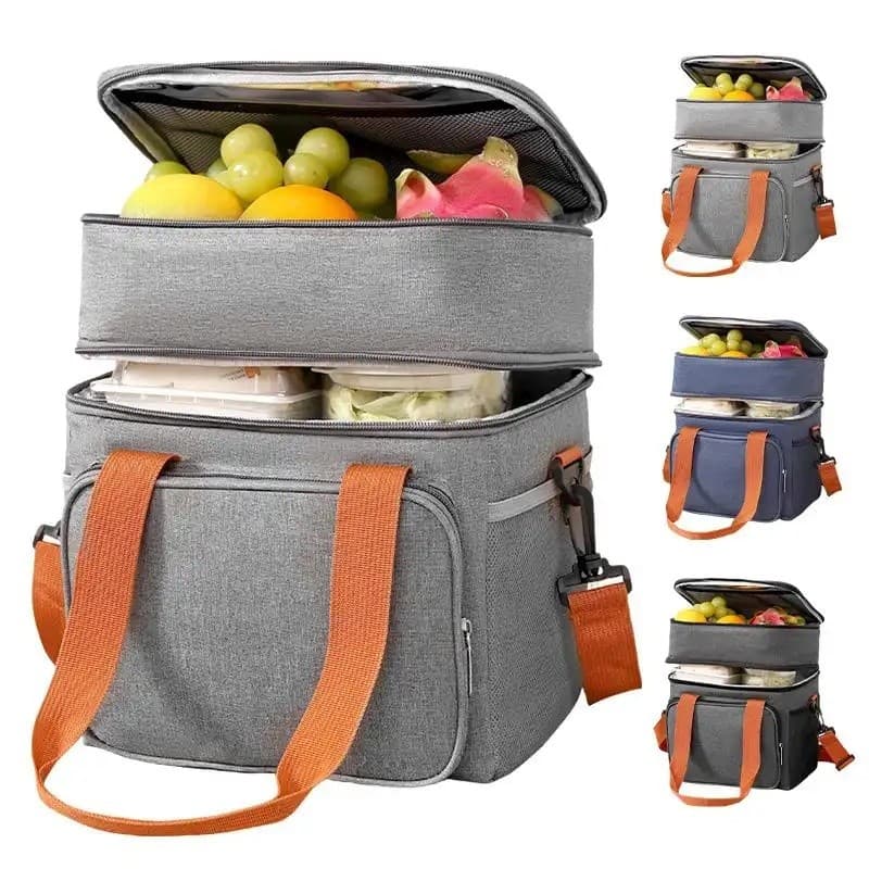 Bolsa Térmica Expansível de 13,8L com Dupla Camada, Bolsa Térmica Multifuncional Impermeável para Almoço, Preservação de