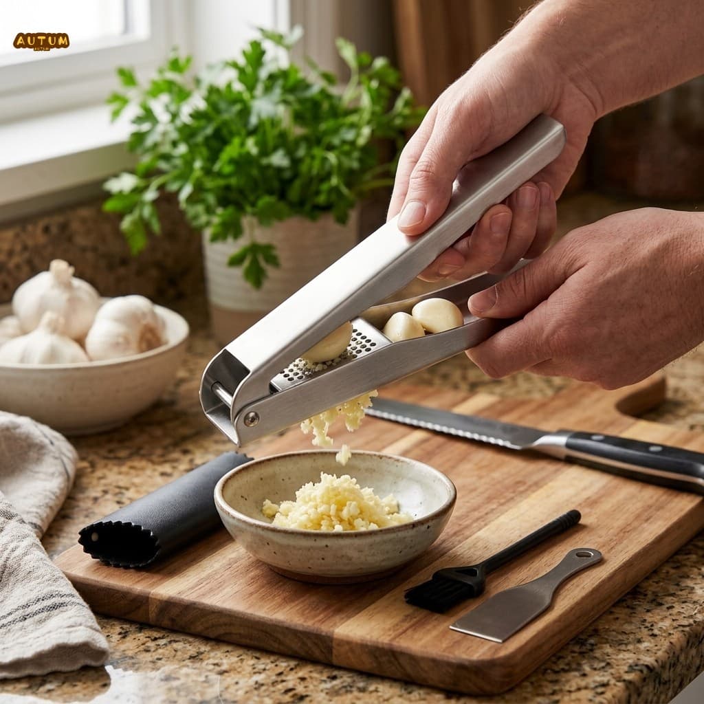 Prensa De Alho Em Aço Inoxidável 304 , Triturador Manual Resistente , Ferramenta De Cozinha