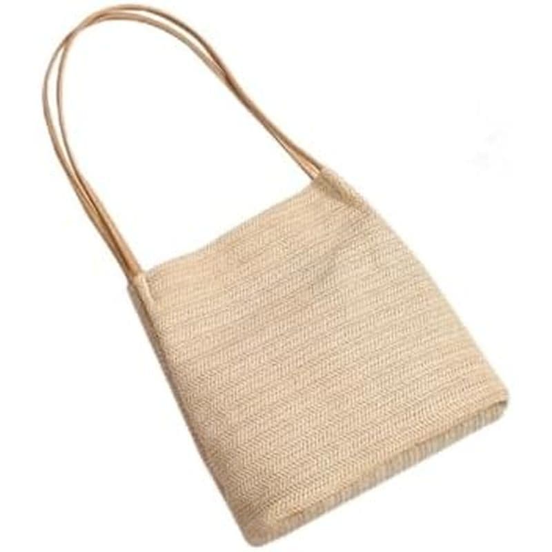 LIFKOME Bolsa De Ombro De Malha Balde Praia Para Mulheres Palha Bege