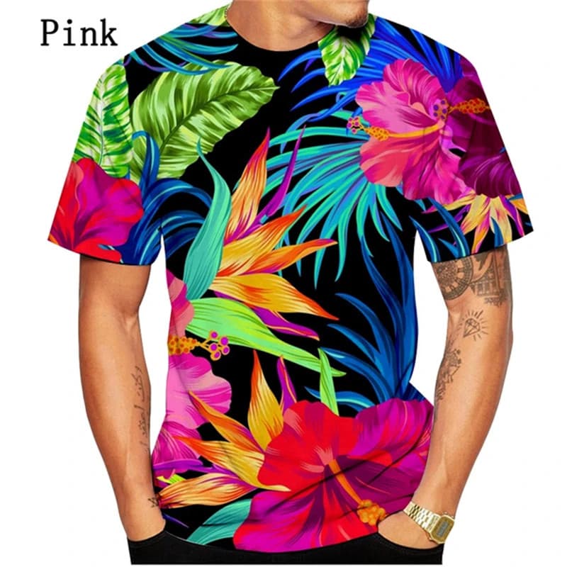 Moda Tropical Planta Folha 3D Impresso Camiseta Y2k Roupas Das Mulheres Dos Homens Verão Casual Manga Curta T Camisa Hav