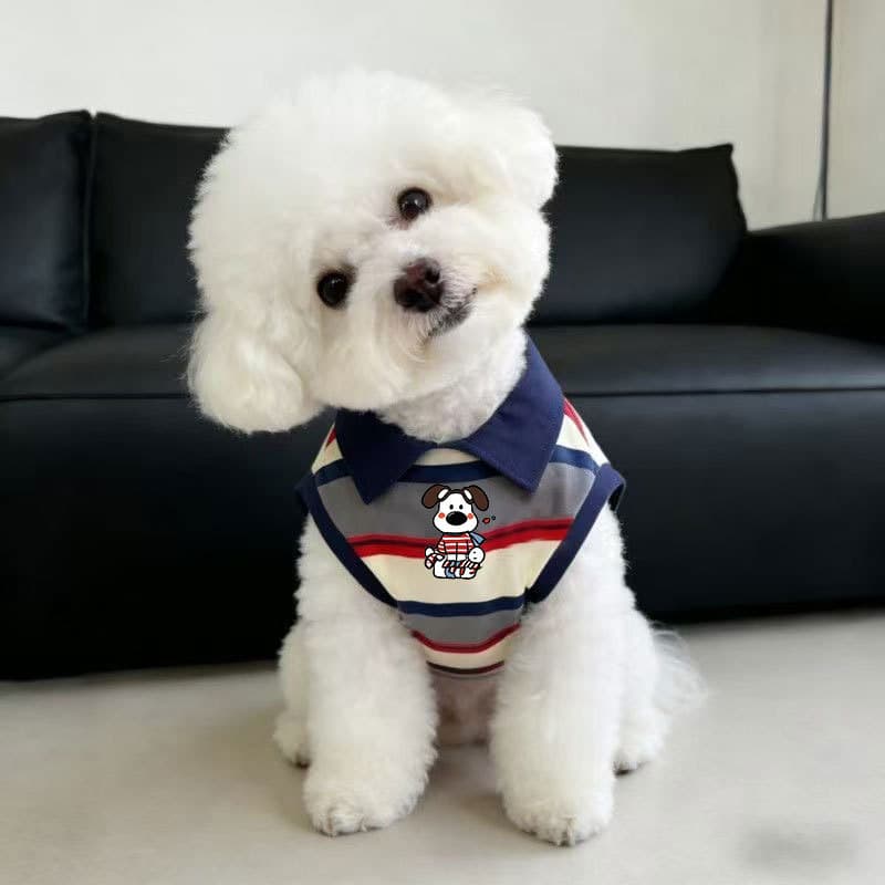 Colete de verão cão camisa tailandesa estilo polo Di lapela listras finas pequeno urso primavera Bi Cross-Border cão Sch