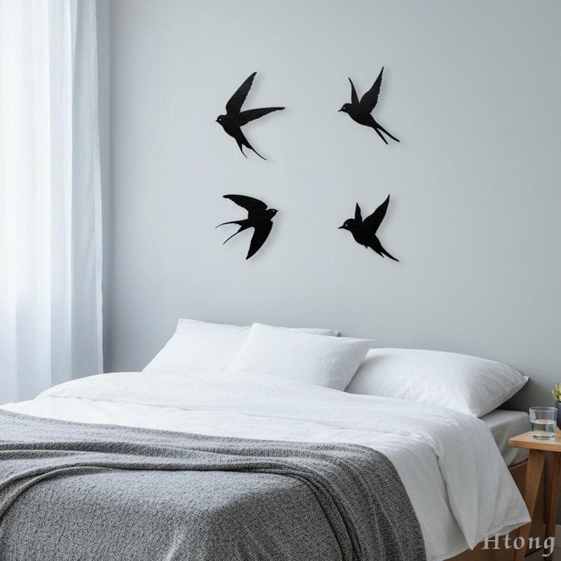 [Htong] Conjunto De Decoração De Parede De Pássaros De 4 Peças . Enfeites Suspensos Práticos , Ideais Para
