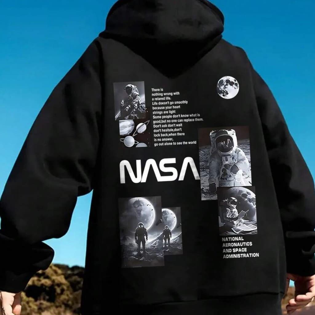 Moletom Casual com Estampa de Paisagem Espacial para Adolescentes, Adequado para Uso no Outono/Inverno