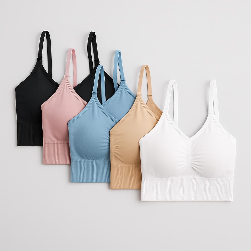 Kit 5 Top Sutiã Com Alça E Fecho Ajustável Leve e liso confortável Premium