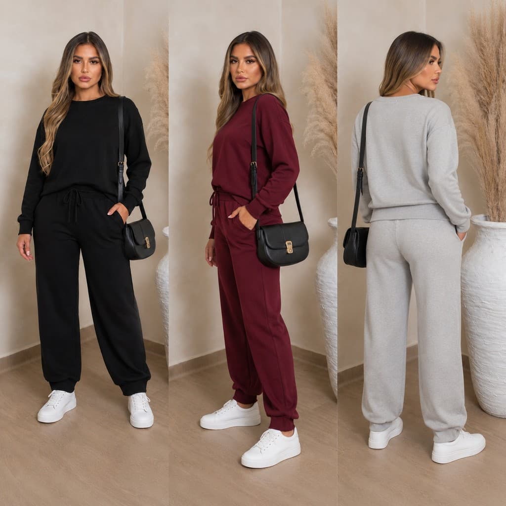 Conjunto Lanzinha Feminino Blusa Mullet Manga Longa Calça Cintura Alta com Punho Moda Outono Inverno Feminina Elegante