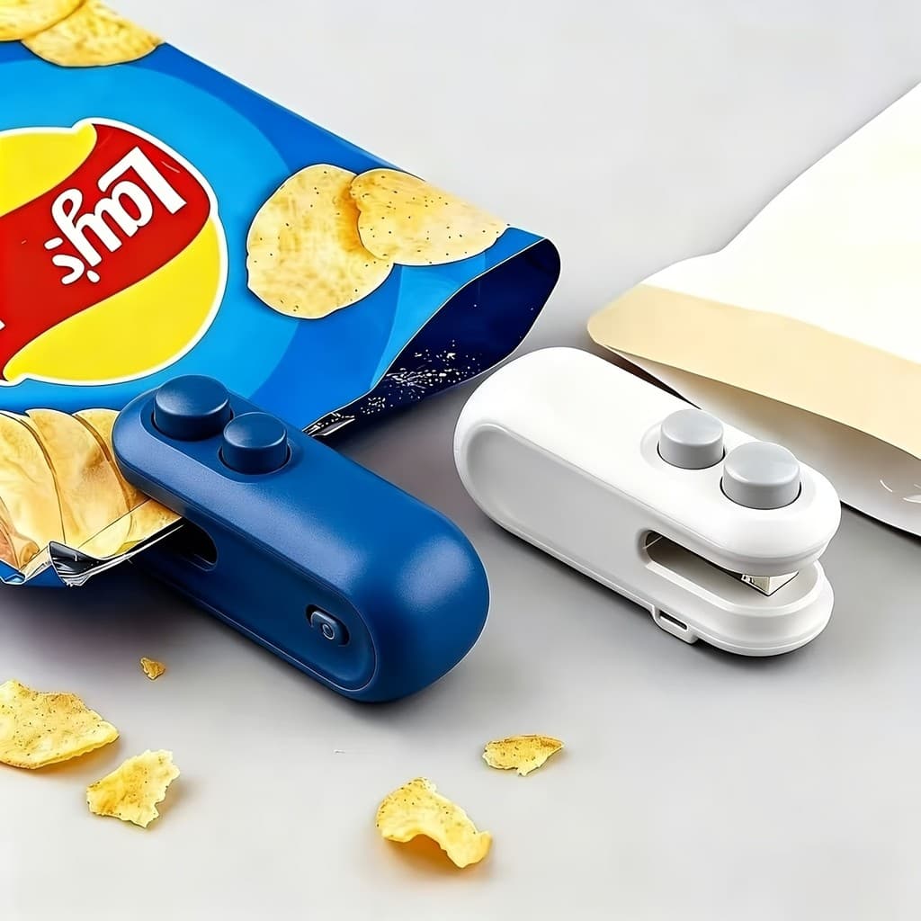 Seladora a Vácuo Mini USB Portátil de Mão para Salgadinhos, Lanches, Café, Mantém Fresco, Magnética, Recarregável