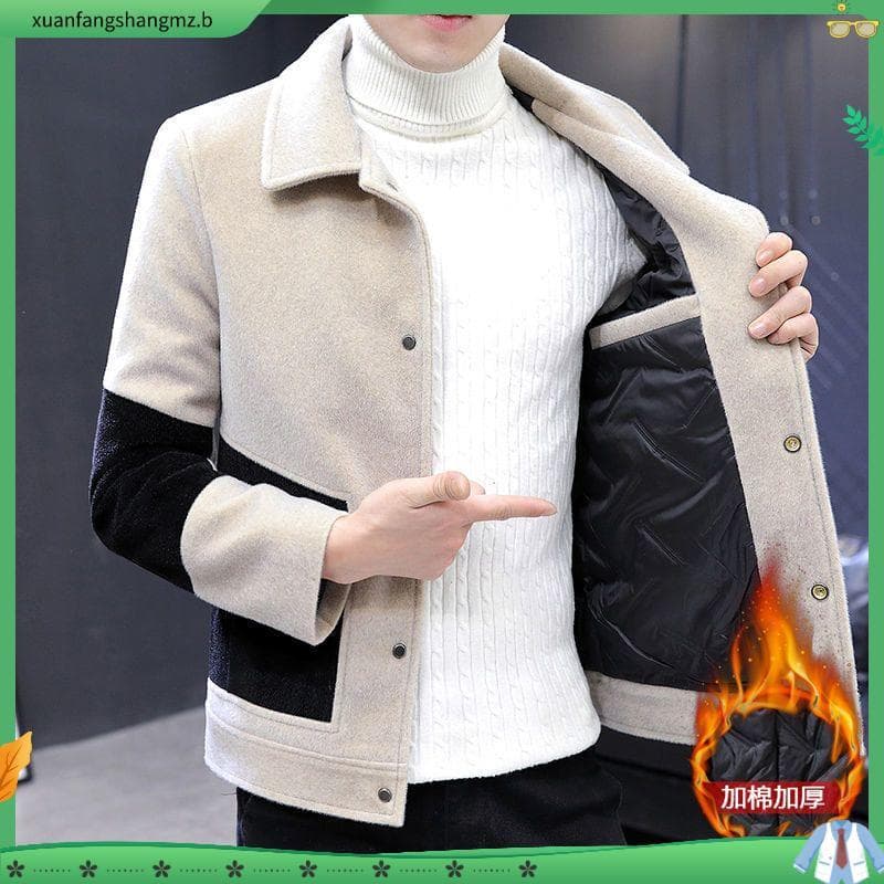Jaqueta masculina outono inverno engrossado quente versão coreana na moda lapela ouro vison velo jaqueta masculina Casua