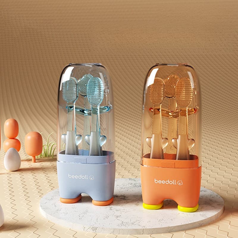Conjunto de Limpeza de Língua para Bebês, Escova de Dentes de Silicone Macio para Recém-Nascidos e Crianças Pequenas