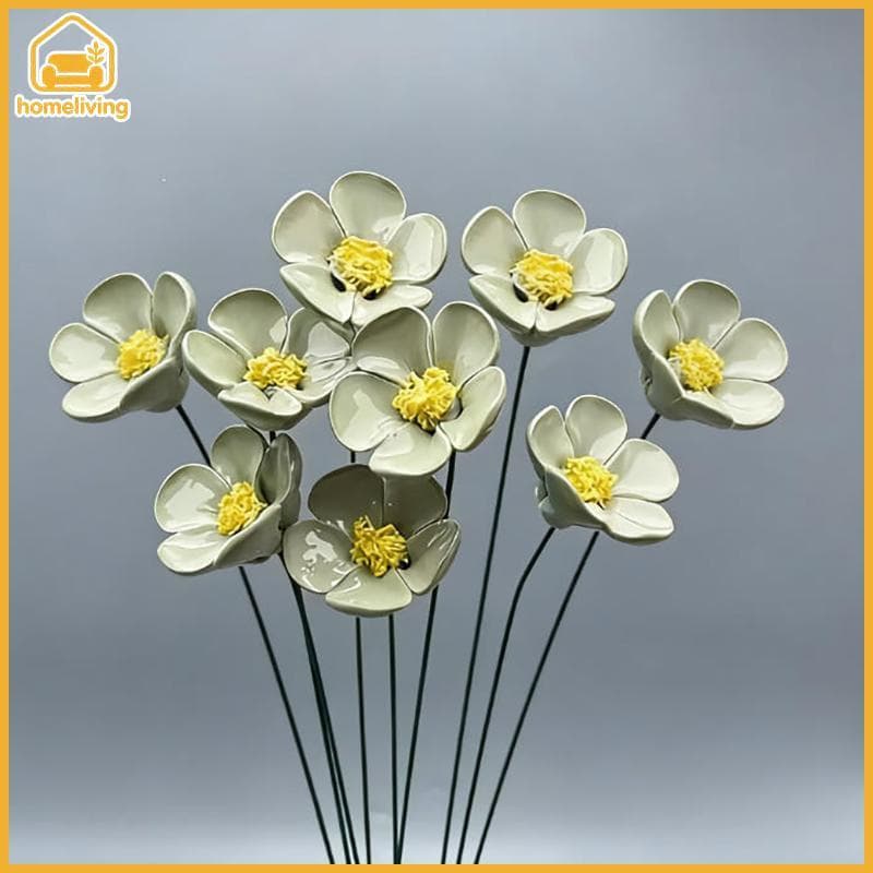 HomeLiving 6/8/10pcs Flores Artificiais De Cerâmica Esqueça-me-Não Floral Nunca Desbotando Decoração De Casa Trazendo Be