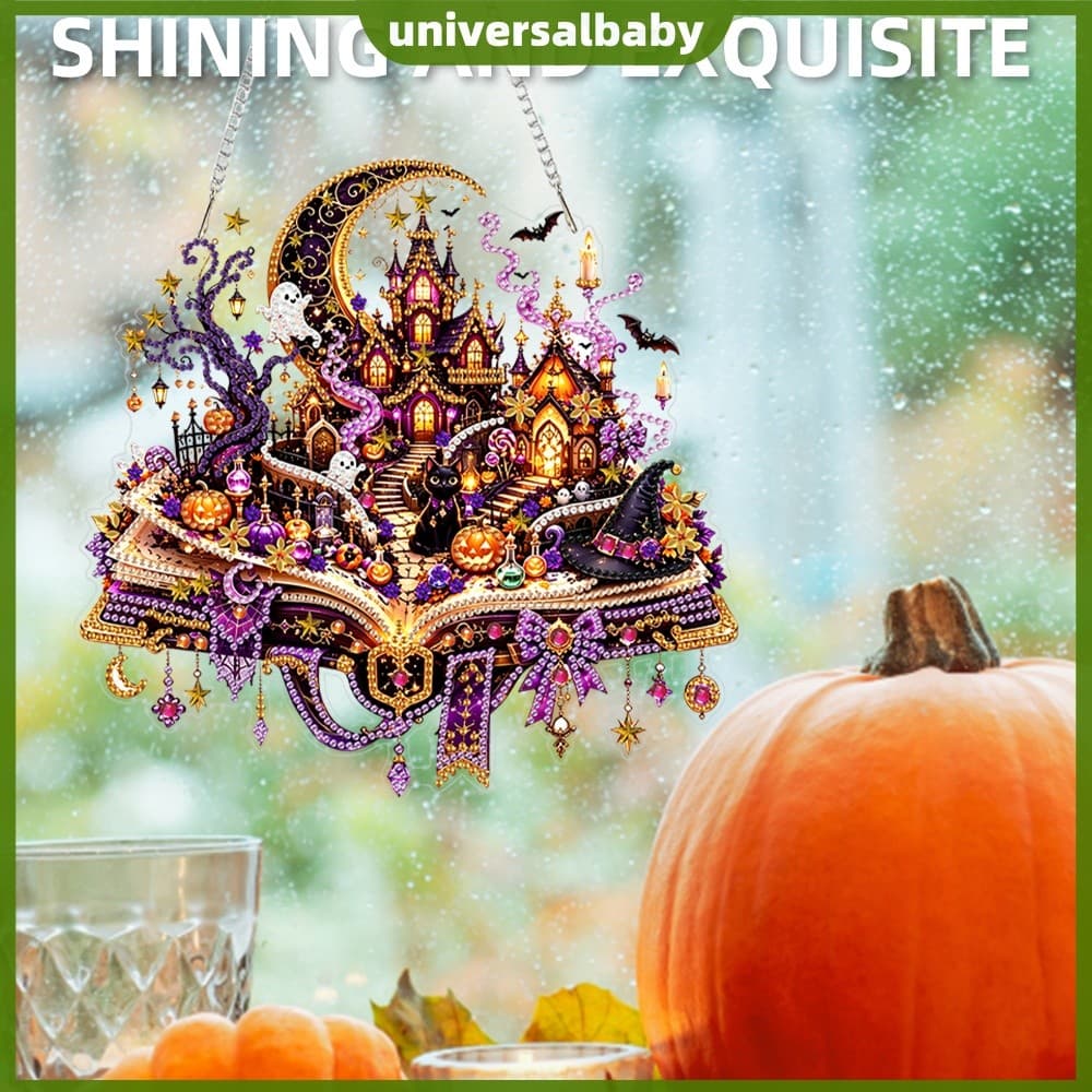 DIY Cristal Strass Pintura Diamante Acrílico Pingente Halloween Decoração De Parede De Casa Ornamento Pendurado [univers