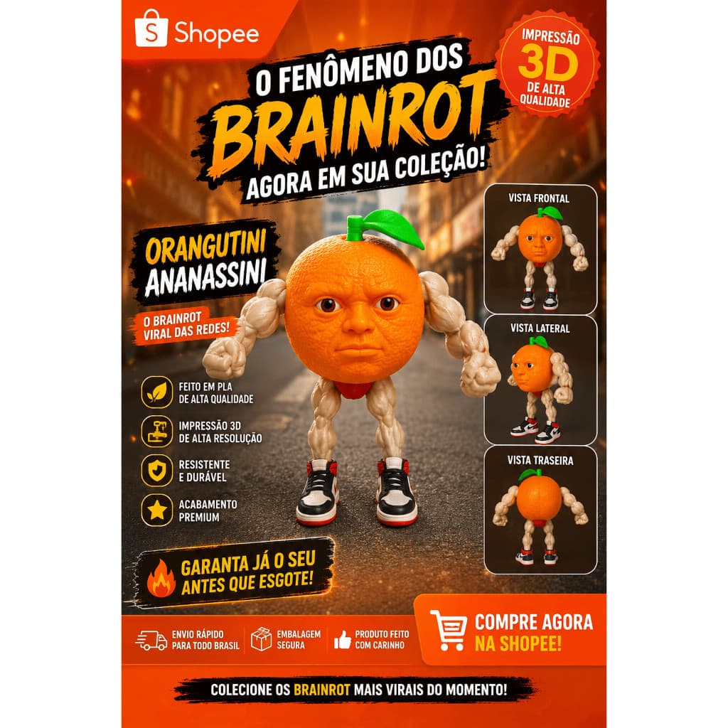 Udin Din Din Din Dun - 14cm - Articulado BRAINROT - Impressão 3D