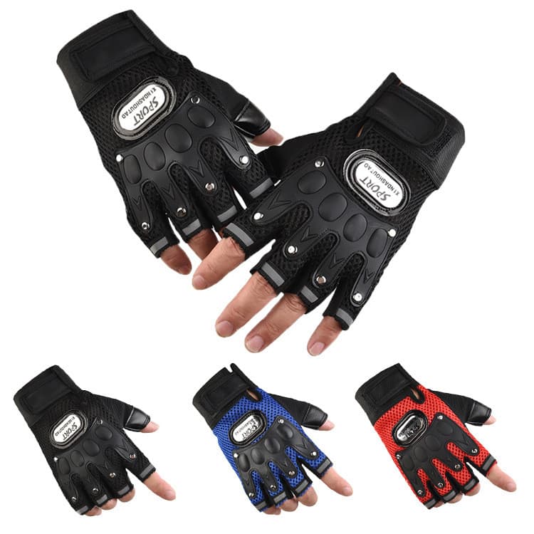 Luvas táticas de meio dedo para homens, finas e respiráveis, com palmas reforçadas, adequadas para ciclismo, fitness, eq