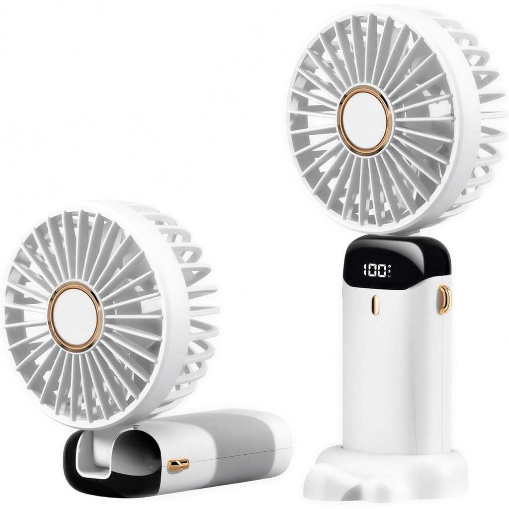 Ventilador Portátil de Mão, Ventilador com Carregamento USB, Velocidade Ajustável em 5 Níveis, Mini Ventilador de Mesa D