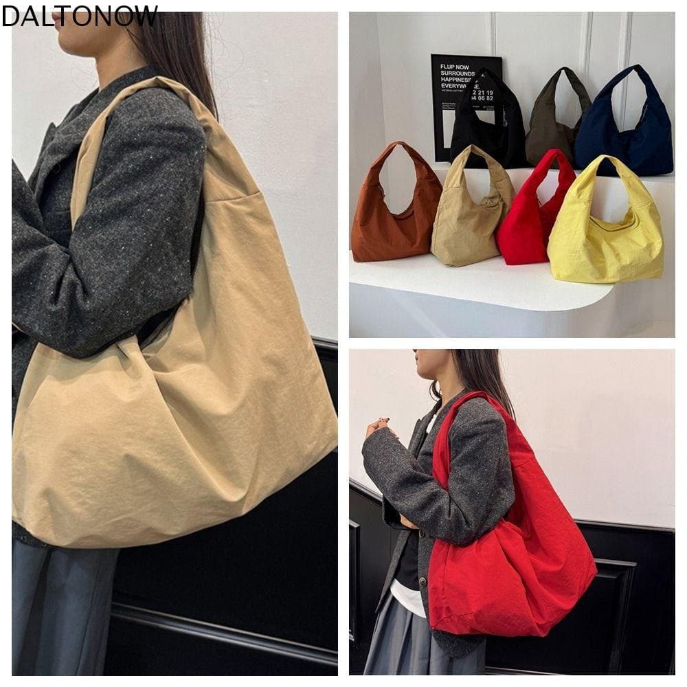 DALTONOW Sacola De Grande Capacidade , Bolsa De Ombro De Nylon Com Zíper De Tecido Armazenamento Vários Bolsos De Poliés