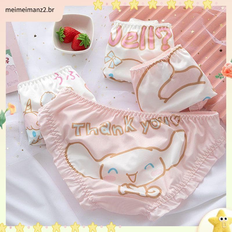 Roupa interior menina canela orelhas de cachorro bonito dos desenhos animados leite seda cintura baixa japonês lolita ma