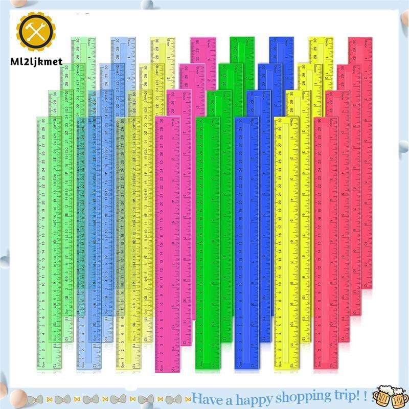 Réguas De Plástico De 12 Polegadas , 32 Peças , Métricas Transparentes De Cores Sortidas Em Massa Com Centímetros .
