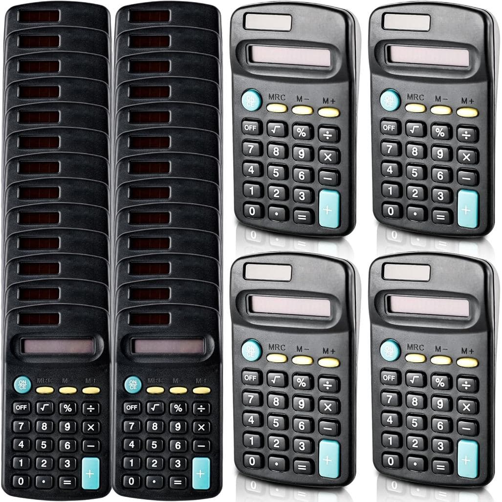 30 Calculadoras Básicas em Lote, Calculadoras de Bolso Pequenas com Display de 8 Dígitos para Crianças, Estudantes, Esco