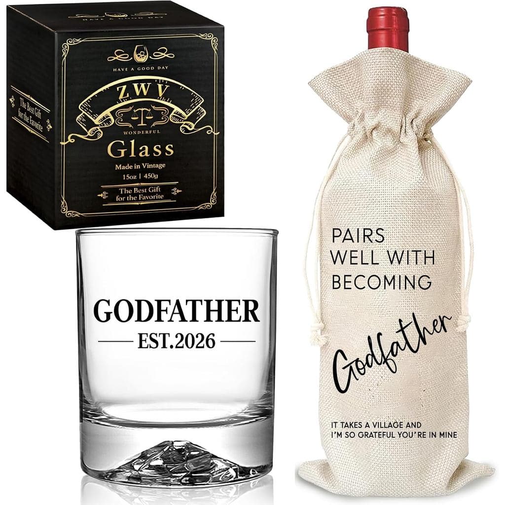 Pai-Noivo Est. 2026 - Presentes de Copo de Whisky para Padrinhos de Primeira Viagem. Conjunto de Copo de Whisky e Bolsa