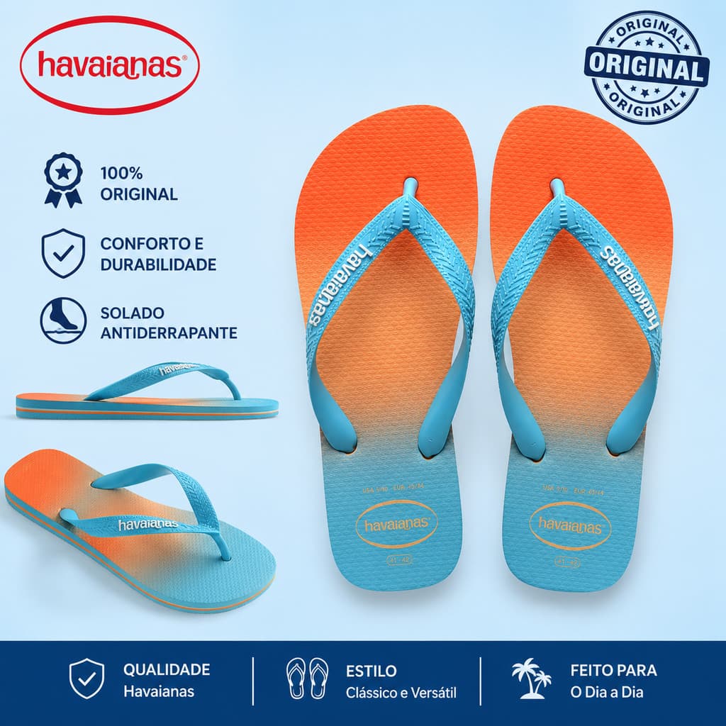 Chinelos Havaianas top masculino Original Sandália Leve Casual Confortável pronta entrega