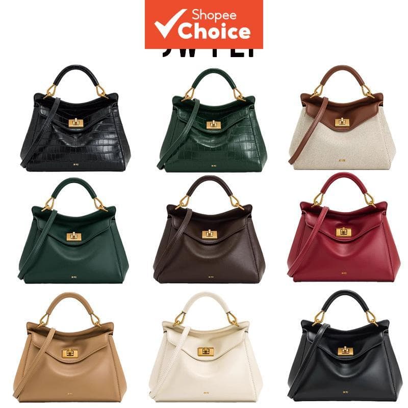 Bolsa tiracolo de couro com fecho de encaixe JW PEI, bolsa de mão versátil de ombro único, bolsa de estrutura macia com
