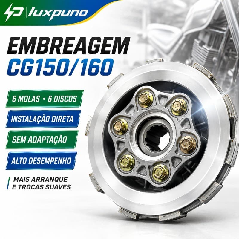 Kit Embreagem 6 molas 6 Discos Cg 150 160 Titan Fan Bros Competição Reforçada