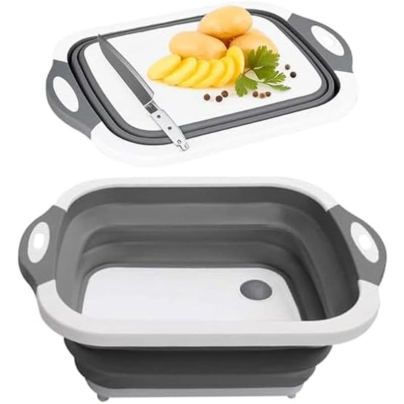 Pacote SSKT De 2 Tábuas De Corte Dobráveis-Bacia Multifuncional Para Pia De Cozinha Com Ralo , Tábua De Cortar & amp ; T
