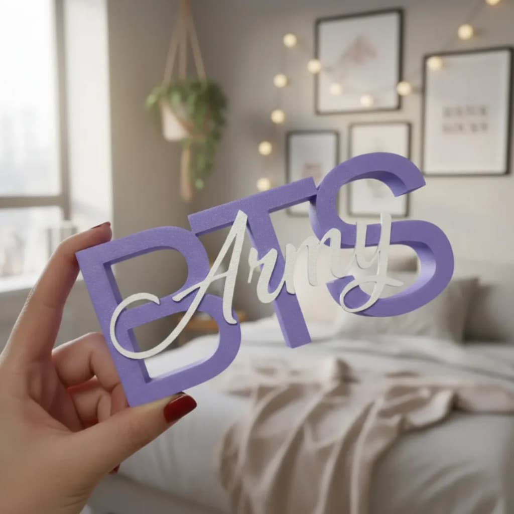 Letreiro Bts Army K-Pop Decoração Estilo Moderno para Fãs de K-Pop