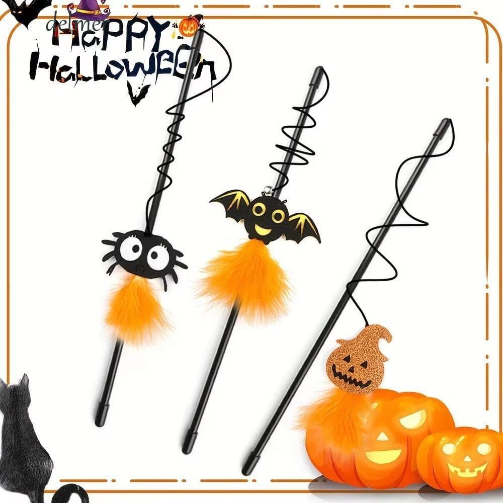 DELMER 3 Peças De Brinquedos Para Gatos De Halloween , Brinquedo Engraçado De Varinha De Gato Estilo Bastão De Provocaçã